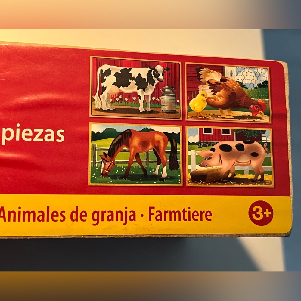 Melissa & Doug farm animals wooden puzzles - includes 4 puzzles w/12 pieces each